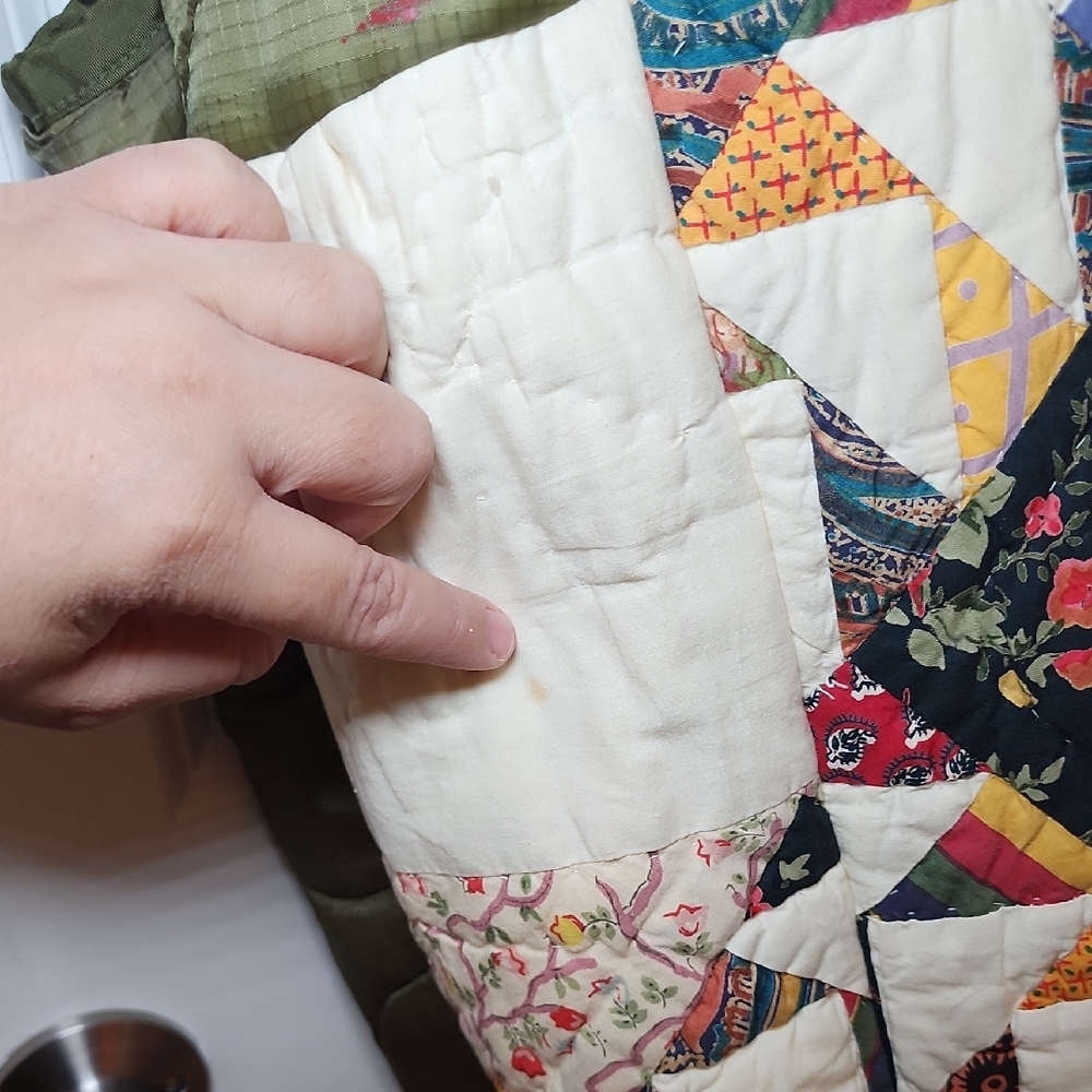 Patchwork Quilted Jacket Xl Has A Small Stain - image 8